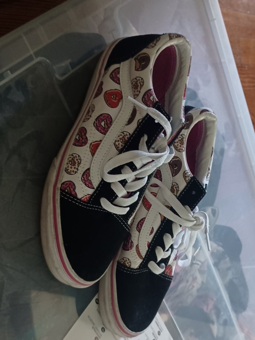 Juniors Donut-Print Black & White Skate Sneakers